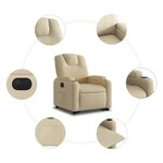 vidaXL Fauteuil inclinable électrique crème tissu