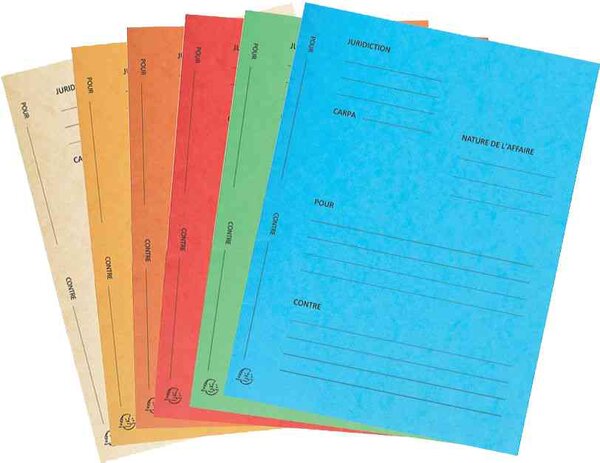 Pack de 25 Dossiers plaidoirie AVOCATS 'Pour / Contre' carte lustrée Assorties EXACOMPTA
