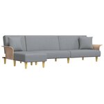 vidaXL Canapé-lit en forme de L gris clair 279x140x70 cm tissu