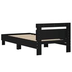 vidaXL Cadre de lit sans matelas avec tête de lit noir 90x200 cm