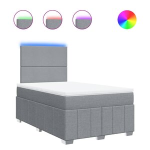 vidaXL Sommier à lattes de lit et matelas gris clair 120x190 cm tissu