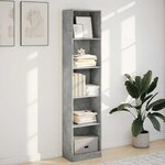 vidaXL Bibliothèque gris béton 40x24x176 cm bois d'ingénierie