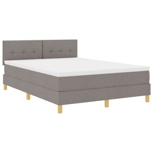 vidaXL Lit à ressort LED avec matelas Taupe 140 x 200 cm tissu