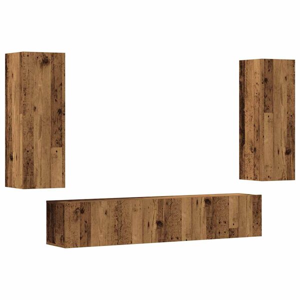 vidaXL Meubles TV muraux 4 Pièces vieux bois bois d'ingénierie
