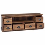 vidaXL Meuble TV Naturel 110 x 30 x 40 cm Bois de teck massif