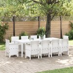 vidaXL Ensemble de Salle à Manger de Jardin de 11 Pièces avec Coussins Blanc Rattan Poly