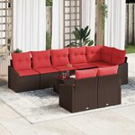 vidaXL Ensemble de Canapés avec coussin 9 Pièces Marron polyrotin