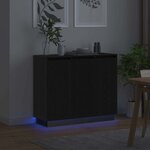 vidaXL Buffet LED Chêne noir 90 x 32 x 75 cm Bois d'ingénierie