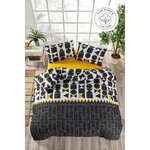 Parure de lit - housse de couette 220 x 240 + 2 taies d'oreiller 60 x 60 coton renforcé - Noir