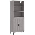 vidaXL Buffet haut Sonoma gris 69 5x34x180 cm Bois d'ingénierie
