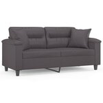 vidaXL Canapé 2 places avec oreillers décoratifs gris 140cm similicuir