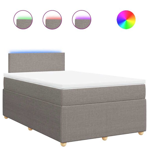 vidaXL Sommier à lattes de lit avec matelas Taupe 120x200 cm Tissu
