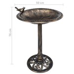 vidaXL Baignoire de jardin pour oiseaux Bronze Plastique