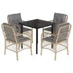 vidaXL Ensemble à manger de jardin coussins 5 Pièces mélange beige rotin