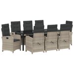 vidaXL Set de jardin de 9 pièces avec coussins en rotin poly gris clair