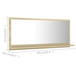 vidaXL Miroir de salle de bain Chêne sonoma 90x10 5x37 cm Aggloméré