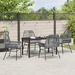 vidaXL Ensemble de salle à manger de jardin 5 pièces avec coussins gris en poly rotin