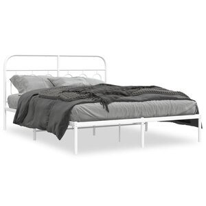 vidaXL Cadre de lit métal sans matelas et tête de lit blanc 135x190 cm