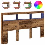 vidaXL Armoire tête de lit avec LED vieux bois 180x17x102 cm