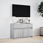 vidaXL Meuble TV avec LED sonoma gris 91x34x61 cm bois d'ingénierie