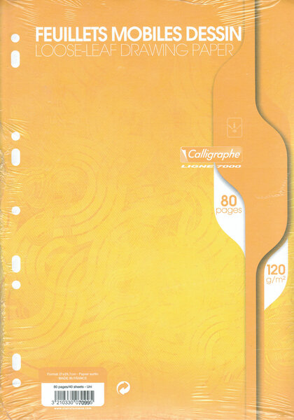 Feuillets mobiles dessin 21x29 7cm 80p uni 120g CALLIGRAPHE
