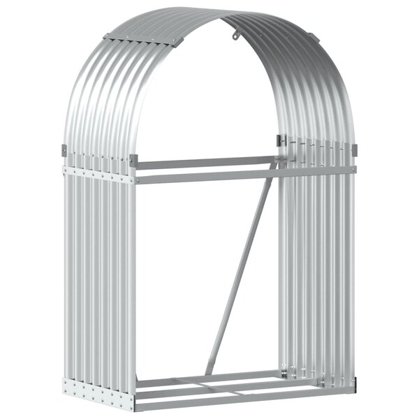 vidaXL Porte-bûches argenté 80x45x120 cm acier galvanisé