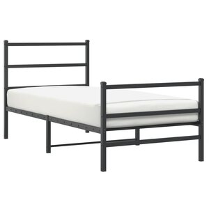 vidaXL Cadre de lit métal sans matelas avec pied de lit noir 90x190 cm