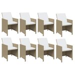 vidaXL Ensemble à dîner de jardin coussins 13 Pièces Résine tressée Beige