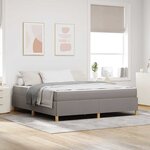 vidaXL Lit à ressorts avec matelas Taupe et blanc 180 x 200 cm tissu