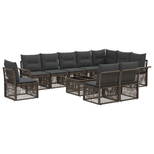 vidaXL Ensemble de canapé de jardin 11 Pièces Gris polyrotin