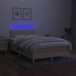 vidaXL Sommier à lattes de lit matelas et LED crème 120x190 cm tissu