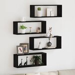 vidaXL Étagères murales avec étagère 4 Pièces Chêne noir 60 x 15 x 23 cm