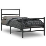 vidaXL Cadre de lit métal sans matelas avec pied de lit noir 90x200 cm