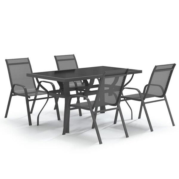 vidaXL Ensemble à manger de jardin 5 Pièces Gris et noir