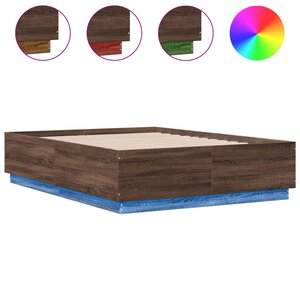 vidaXL Cadre de lit avec LED sans matelas chêne marron 140x190 cm