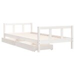 vidaXL Cadre de lit enfant tiroirs blanc 90x200 cm bois de pin massif