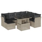 vidaXL Salon de jardin 8 Pièces avec coussins gris clair résine tressée