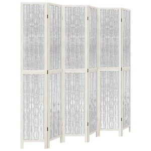 vidaXL Cloison de séparation 6 panneaux blanc bois de paulownia massif