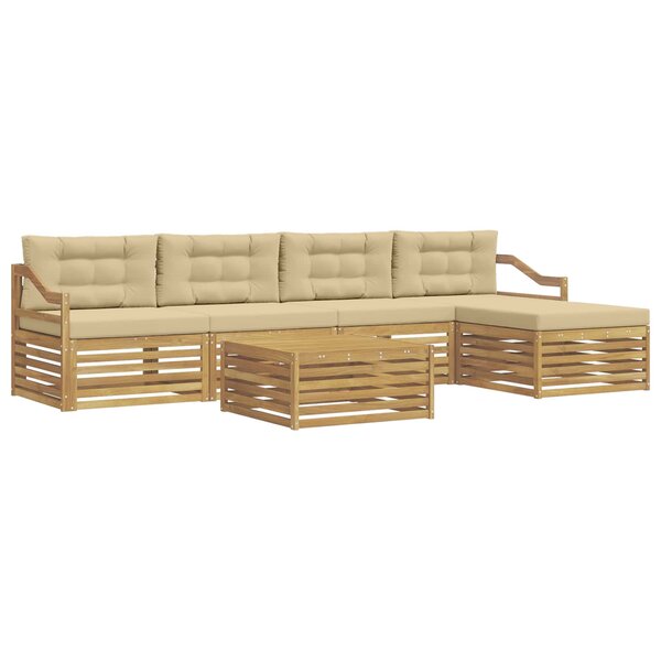 vidaXL Ensemble de canapés d'extérieur 6 pc Blanc et Beige Polyester