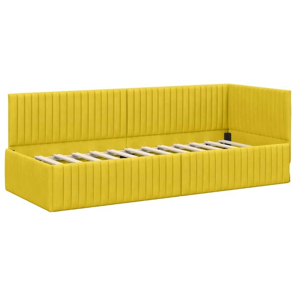 vidaXL Cadre de lit d'angle Jaune 80 cm x 200 cm tissu
