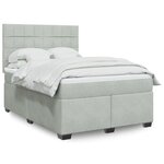vidaXL Sommier à lattes de lit et matelas Gris clair 140x190cm Velours