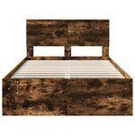 vidaXL Cadre de lit Chêne fumé 120 x 200 cm Pin massif
