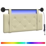 vidaXL Tête de lit suspendue Avec lumière LED Crème Simili cuir