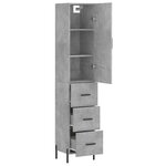 vidaXL Buffet haut Gris béton 34 5x34x180 cm Bois d'ingénierie