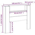 vidaXL Armoire tête de lit avec LED sonoma gris 120x16 5x103 5 cm