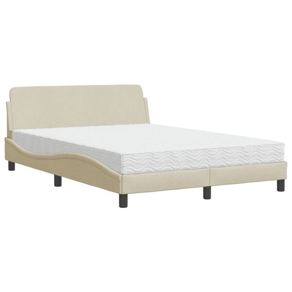 vidaXL Lit avec matelas crème 120x200 cm tissu