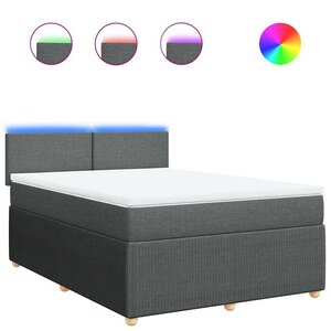 vidaXL Sommier à lattes de lit avec matelas Gris foncé 140x190cm Tissu