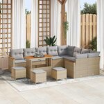 Ensemble de 13 Pièces de Canapé de Jardin avec Coussins Beige Rattan Poly Acacia