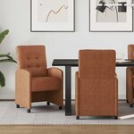 vidaXL Chaises de Salle à Manger avec Roues 2 Pièces Marron Simili cuir