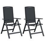 vidaXL Chaises de jardin inclinables 2 pc Noir Textilène